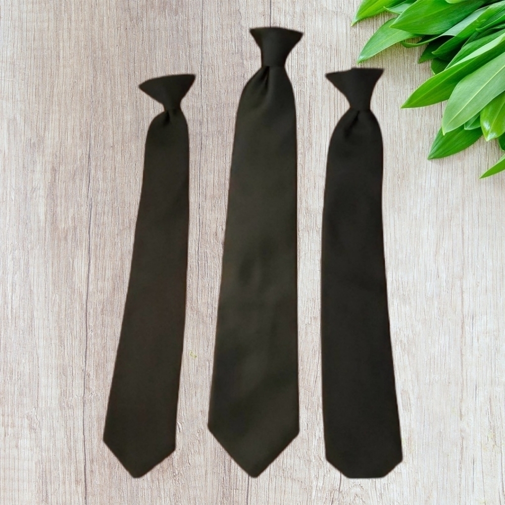 Set of 3 Black Clip-On Ties
